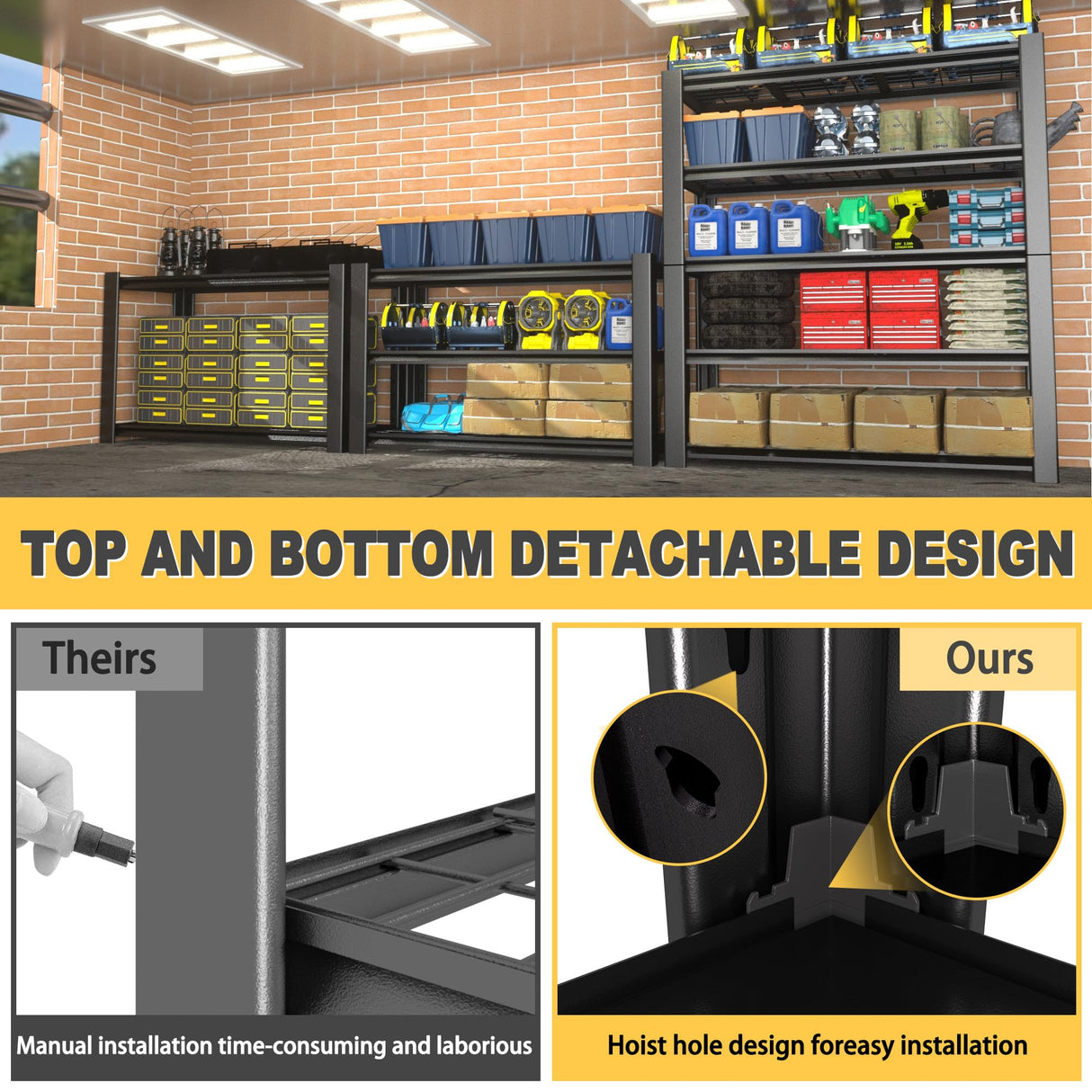 NEXVRTAU 76"H x 60"W x 24"D 5-Tier Heavy Duty Garage Shelving Unit with Wire Shelves,3000 LBS Capacity Metal Storage Rack,Adjustable Boltless Steel Shelves for Garage,Basement,Pantry,Warehouse.1 Pack Nexvrtau