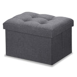 LINMAGCO Ottoman Storage Ottoman with Storage Small Foot Rest Stool Under Desk Stool Short Folding Footrest Linen Cloth Dark Gray 16X12X12IN LINMAGCO