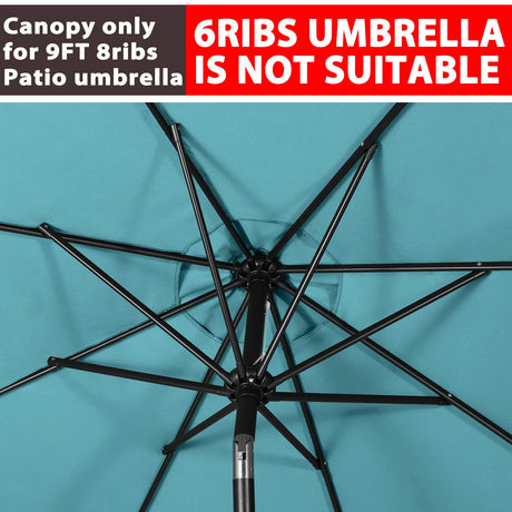 ABCCANOPY 9ft Outdoor Umbrella Replacement Top Suit 8 Ribs (Turquoise) ABCCANOPY