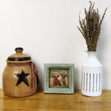 CVHOMEDECO. 4x4 Picture Frame Made of Solid Wood High Definition Glass Rustic Vintage Designs Small Photo Frame for Tabletop Display and Wall Mounting, Distress Teal CVHOMEDECO.