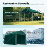 ADVANCE OUTDOOR 10x20 ft Heavy Duty Carport with Removable Sidewalls and Doors, Adjustable Height Car Canopy Garage Party Tent Boat Shelter with Reinforced Poles, Green ADVANCE OUTDOOR