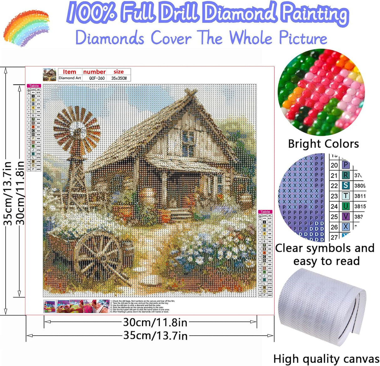 LILEIDECO Wooden House and Sunflowers Diamond Painting Kits for Adults DIY 5D Diamond Art Paint with Round Diamonds Full Drill Gem Art Painting Kit for Home Wall Decor Gifts 13.7x13.7inch LILEIDECO