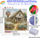 LILEIDECO Wooden House and Sunflowers Diamond Painting Kits for Adults DIY 5D Diamond Art Paint with Round Diamonds Full Drill Gem Art Painting Kit for Home Wall Decor Gifts 13.7x13.7inch LILEIDECO
