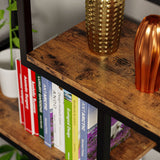 IRONCK Bookshelves 6 Tiers, Industrial Etagere Heavy Duty Shelves for Living Rooom, Office Storage Geomeric Display Boocase, Vintage Brown IRONCK
