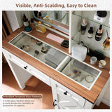 Vanity Desk with Mirror and Lights, Makeup Vanity Desk with Charging Station, Farmhouse Makeup Desk with 3 Adjustable Lighting Modes, Bedroom Vanity for Girls, Women GAMTUE