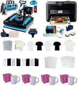 DAVACE Pro Sublimation Printer 15x15in 8in1 Pro Heat Press 30oz Tumbler CISS Blank Materials Combo Kit DAVACE