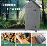 Outdoor Storage Cabinet, Garden Wood Tool Shed, Outside Wooden Shed Closet with Shelves and Latch for Yard, Patio, Deck and Porch,30.3”L X 21.3”W X 70.5”H (Grey) Anwick