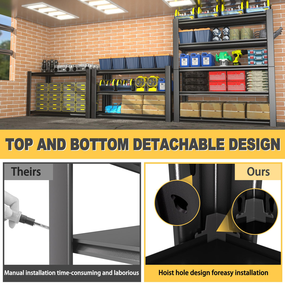 Nexvrtau 76" H x 60" W x 24" D 5-Tier Heavy Duty Garage Shelving Unit, 3000 LBS Capacity Metal Storage Rack,Adjustable Steel Shelves for Garage, Warehouse, Basement, Pantry, Workshop.1 Pack Nexvrtau