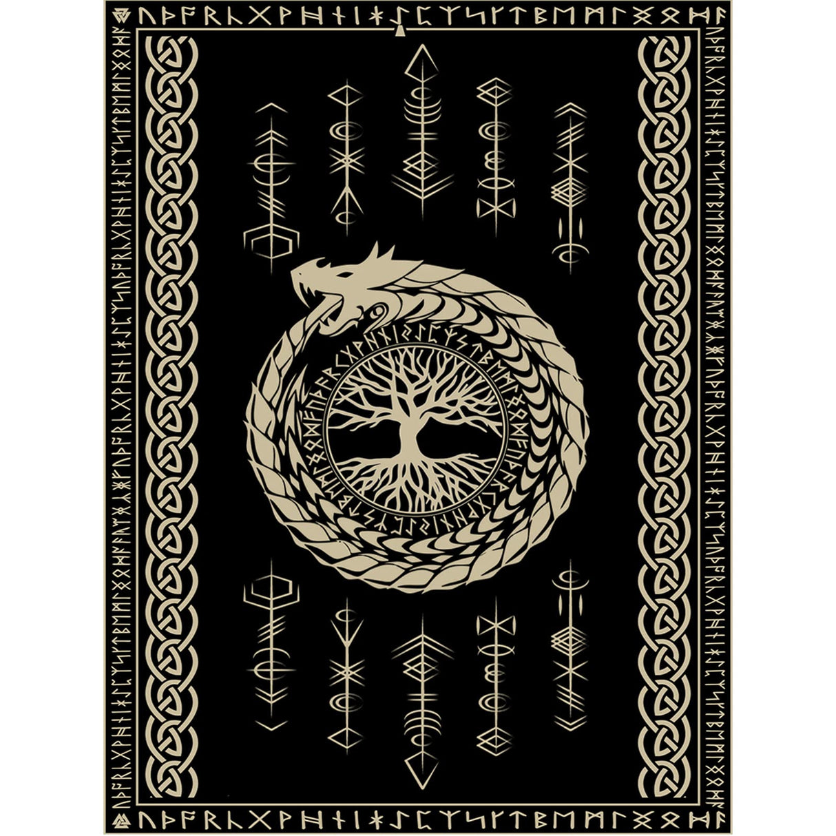 Tree of Life Decor Nordics Vikings Diamond Paintings DIY 5D Kit,Magical Dragon Crystal Rhinestone Picture for Adult Spiritual Religion Alphabet Art by Number Home Decor Norse Gift(12''Wx 16''H) TUMOVO