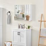 Yaheetech Bathroom Mirror Cabinet with 3 Doors, Wall Mounted Medicine Cabinet with Adjustable Shelf, Storage Cupboard for Living Room, Laundry Room, Mudroom, White Yaheetech