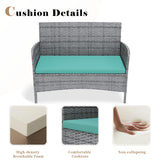 VONZOY Patio Furniture Set 4 Pieces Small, Belcony Furniture Outdoor Wicker Patio Conversation Set for Backyard,Porch, Deck,Garden,Poolside and Balcony (Turquoise) VONZOY