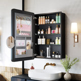 Black Medicine Cabinets for Bathroom with Mirror:20x26 Inch Small Mirrored Vanity Storage with Adjustable Shelves-Surface or Recessed Wall Mount-Matte Black Frame MemoCastle