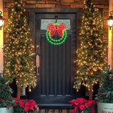 Christmas Wreath Window Lights Decorations, 13.5 IN 82 LED Lighted Christmas Wreath with Bow, Remote Control Timer USB Powered Window Silhouette Lights for Home Door Wall Home Winter Xmas Party Decor CESOF