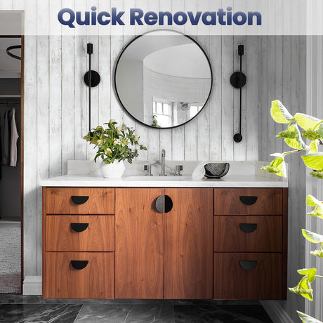 Abyssaly Peel and Stick Wallpaper 17.7" X 118" White Gray Wood Shiplap Contact Paper Self-Adhesive Removable Decorative Wall Covering Vintage Wood Plank Film for Home Decoration Abyssaly