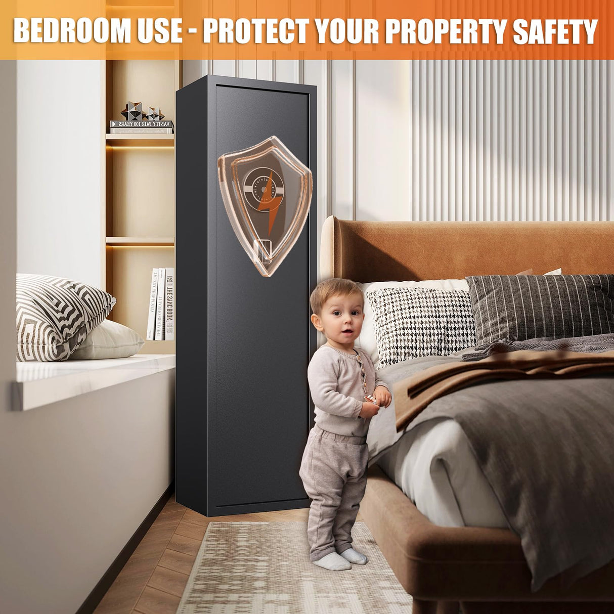 8-12 Gun Safe for Rifles and Pistols,biometric Fingerprint Lock,No Assembly Required,Fireproof Gun Safe for Home with Removable Gun Shelf,Alarm System,Silent Mode ZZXCBB