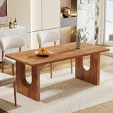 Tribesigns Modern Dining Table for 6 to 8 People, 71" Large Kitchen Dining Table with Wood Pedestal Base, Rectangular Long Dinner Table for Kitchen, Dining Room, Living Room, Rustic Brown Tribesigns