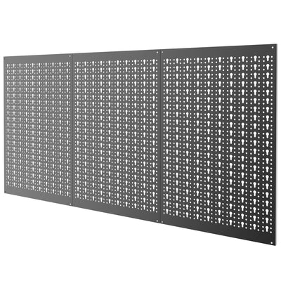 TORACK 3 PCS Metal Pegboard Panels for Garage Wall Utility Tools Storage Pegboard for Workbench, Modular Peg Board Tool Organizer Board Kit(Pack of 3, Black)
