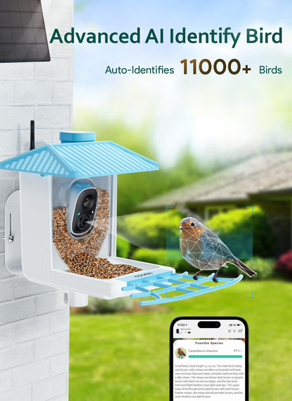 Osoeri Smart Bird Feeder with Camera, 1080P HD AI Identify Wild Bird Watching Camera, Auto Capture Bird Videos & Motion Detection, DIY Add-ons & - WoodArtSupply