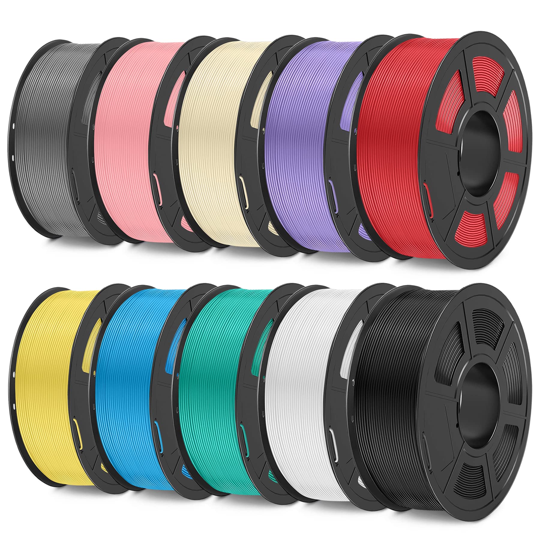 SUNLU PLA Meta 3D Printer Filament Bundle,PLA Filament 1.75mm,Neatly Wound PLA Meta Filament 1.75mm Bundle Multicolor,Dimensional Accuracy +/- 0.02mm,1kg Spool,Pack of 10,10kg PLA Meta 1.75mm - WoodArtSupply