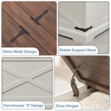 Barnyatoh Farmhouse Square Coffee Table with Storage, Wood Center Table with Hinged Lift Top, Rustic Cocktail Table with Large Hidden Storage Compartment for Living Room, Bedroom,Antique White Barnyatoh