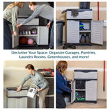 Sunnydaze Plastic Garage Storage Cabinet with Adjustable Shelf - 34.5" H - Garage, Office, Home, Laundry Room - Gray Sunnydaze Decor