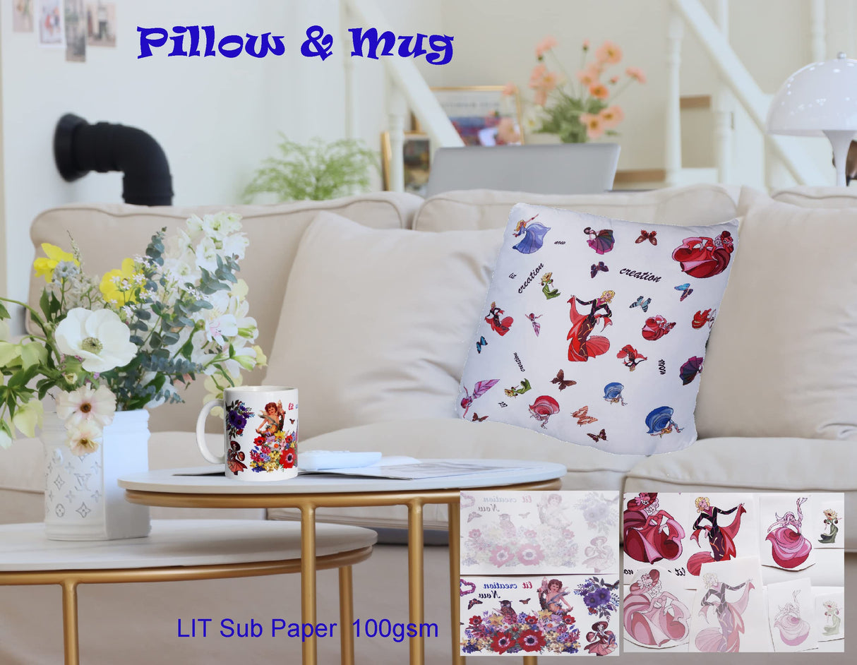 LIT Sublimation Paper 150sheets 8.5x11” 100gsm Letter Size - Heat Press Transfer Paper for Any Epson Sawgrass Ricoh HP Inkjet Printers with Sublimation Ink for Unique Crafts DIY Mugs Tumblers T-Shirts LIT PAPER
