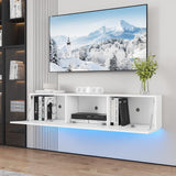 HOMMPA Floating TV Stand with Led Light for 63 Inch TVs Wall Mounted Led Entertainment Center with High Gloss Storage Modern Floor White Mounted Media Console for Living Room HOMMPA