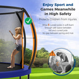 Tatub 14FT Trampoline with Enclosure Net for Kids and Audlts, Outdoor Recreational Pumpkin Trampoline Jumping Exercise Fitness Trampoline Tatub