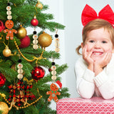 Queekay 160 Pcs Christmas Wooden Beads Snowman Wood Polished Rustic Farmhouse Craft with 32.8 Feet Rope for Xmas DIY Craft Supplies Wooden Beads for Gifts(Bead Style,Black and Wood) Queekay