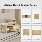 affeivul Rectangle Fluted Coffee Table with Storage and Sliding Drawers, Light Wood Coffee Table, Mid Century Modern Coffee Table Boho Style, Low for Living Room/Bedroom/Office (Natural) affeivul