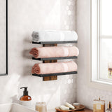 Hoctieon 3-Tier Wall Mount Wine Rack, Wall Mounted Wine Bottle Racks for Display and Storage, Hanging Bottle Holder, for Living Room, Dining Room, Bar, Wine Cellar, Rustic Brown Hoctieon