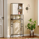 Timboniture Over The Toilet Storage Cabinet, Bathroom Above Toilet Cabinet Organizer with Doors and Adjustable Shelves, Bathroom Shelf Organizer with Anti-Tip Device & Drain Rack, White Timboniture