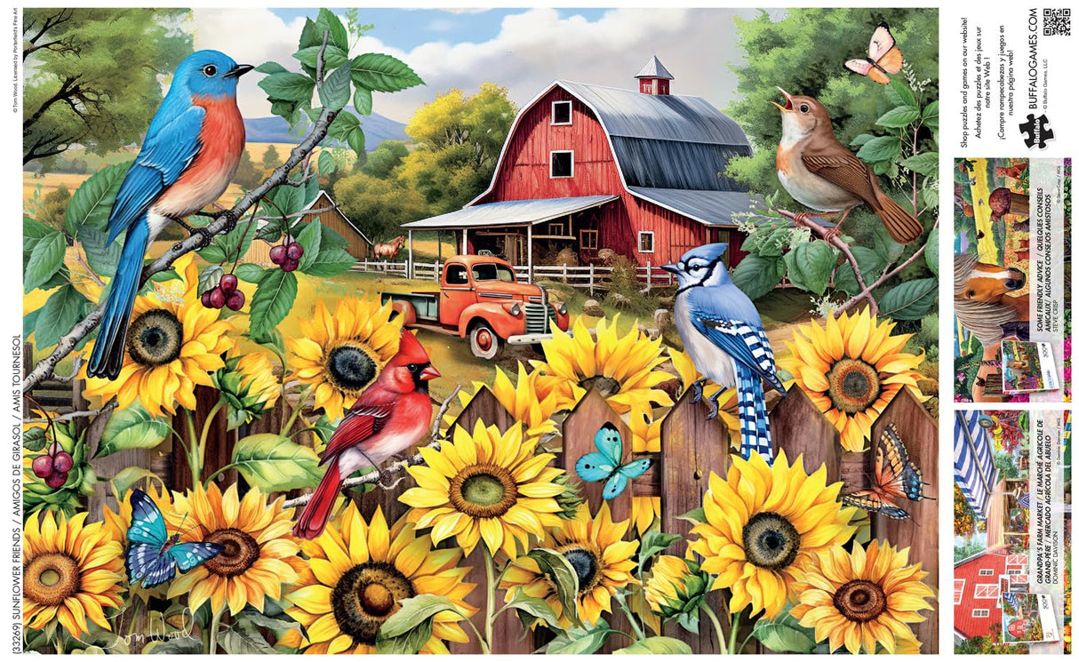 Buffalo Games - Tom Wood - Sunflower Friends - 500 Piece Jigsaw Puzzle for Adults -Challenging Puzzle Perfect for Game Nights - Finished Size is 21.25 x 15.00 Buffalo Games