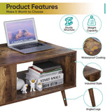 SUPER DEAL 2 Tier Wooden Coffee Table with Storage for Living Room, Modern Mid-Century Accent Furniture Space Saving Rectangle Industrial Cocktail Table for Bedroom Apartment, 40 inch Rustic Brown SUPER DEAL
