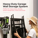 TIDYME Garage Tool Organizer Wall Mount - 80 inches - Sturdy Storage Rack with Adjustable Hooks, Anti-Rust - Easy Installation, 500lbs Capacity - Garden Tool Organizer (05 Racks & 10 Hooks) TIDYME