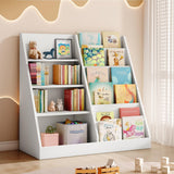 Tatub 6 Tier Kids Wooden Bookshelf and Toy Storage, Children Toy Organizer with Book Shelves, Toddler BookRack Baby Bookcase for Nursery, Playroom and Classroom, White Tatub