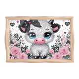 JISHSHAY Diamond Art Serving Tray Diamond Painting Food Tray Gem Art Serving Platter Gem Painting Mosaic Kits for Adults DIY Kits for Adults, with Wood Handle 20×30cm/7.87×11.81in, Cow Cattle JISHSHAY