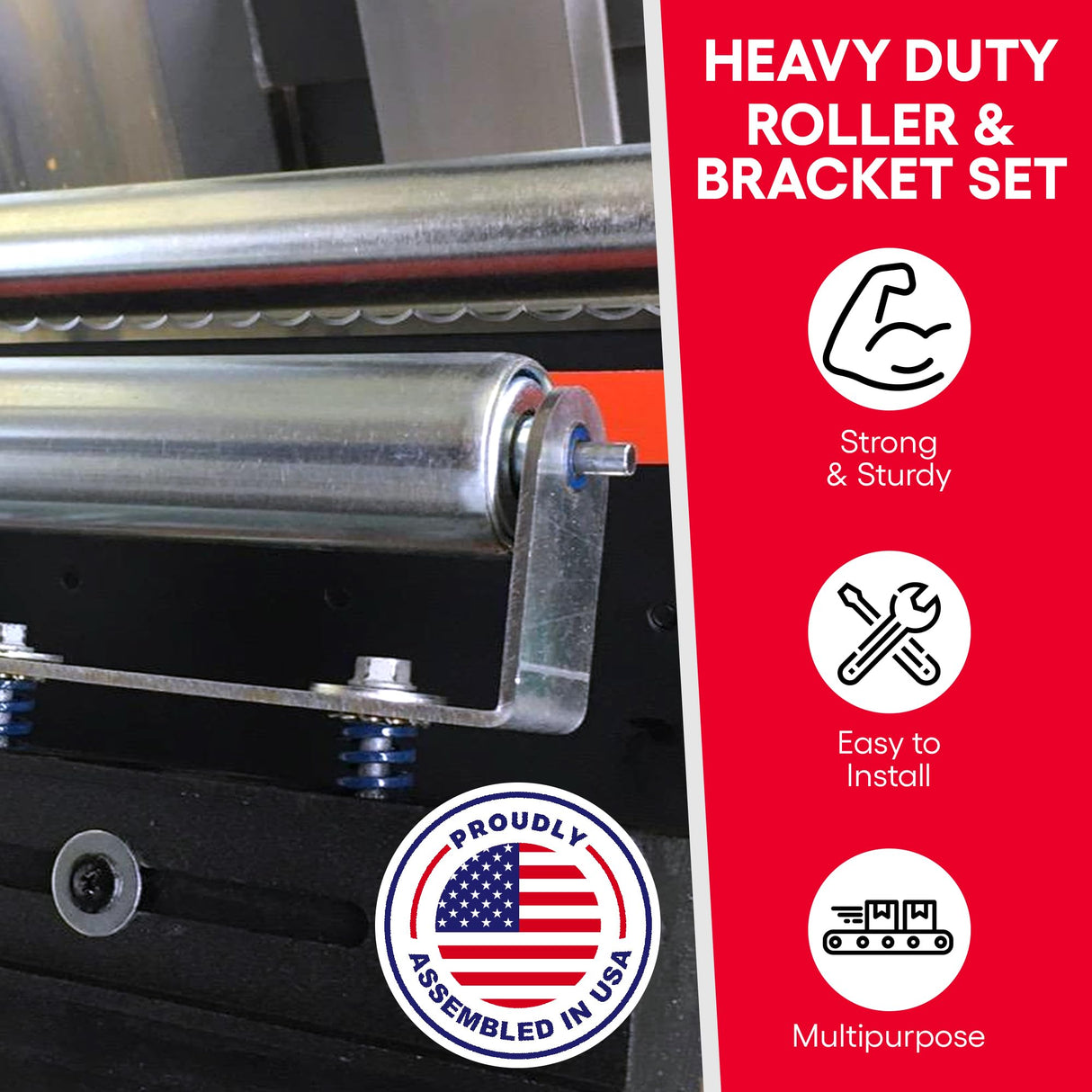 Ultimation Pack of 2 | 10" Long Roller & Bracket Set |1.5" Diameter | Galvanized Steel | Industrial Use | Easy Install | Reliable & Sturdy for Your Conveyor Needs | Can Be Used As Kayak Roller Loaders Ultimation