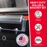 Ultimation Pack of 2 | 10" Long Roller & Bracket Set |1.5" Diameter | Galvanized Steel | Industrial Use | Easy Install | Reliable & Sturdy for Your Conveyor Needs | Can Be Used As Kayak Roller Loaders Ultimation