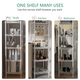 GIOTORENT 5 Tier Standing Shelving Metal Units, Adjustable Height Wire Shelf Display Rack for Laundry Bathroom Kitchen 11.8 W x 11.8 D x 50 H (5-Tier, White) GIOTORENT