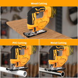 Jig saw compatible with Dewalt 20V Battery (Battery not Included) Cordless Jigsaw with LED Work Light, 0°- 45° Bevel Cuts, 3 Orbital Settings for Straight/Curve/Bevel/Circle Cutting bellaDimora