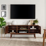 Walker Edison Modern 2-Door Solid Wood Stand for TVs up to 65 Inches, 58 Inch, Walnut Walker Edison