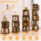 Stylish 360° Rotating 5-Tier Bookshelf in Rustic Brown for Space-Saving Storage Aheaplus