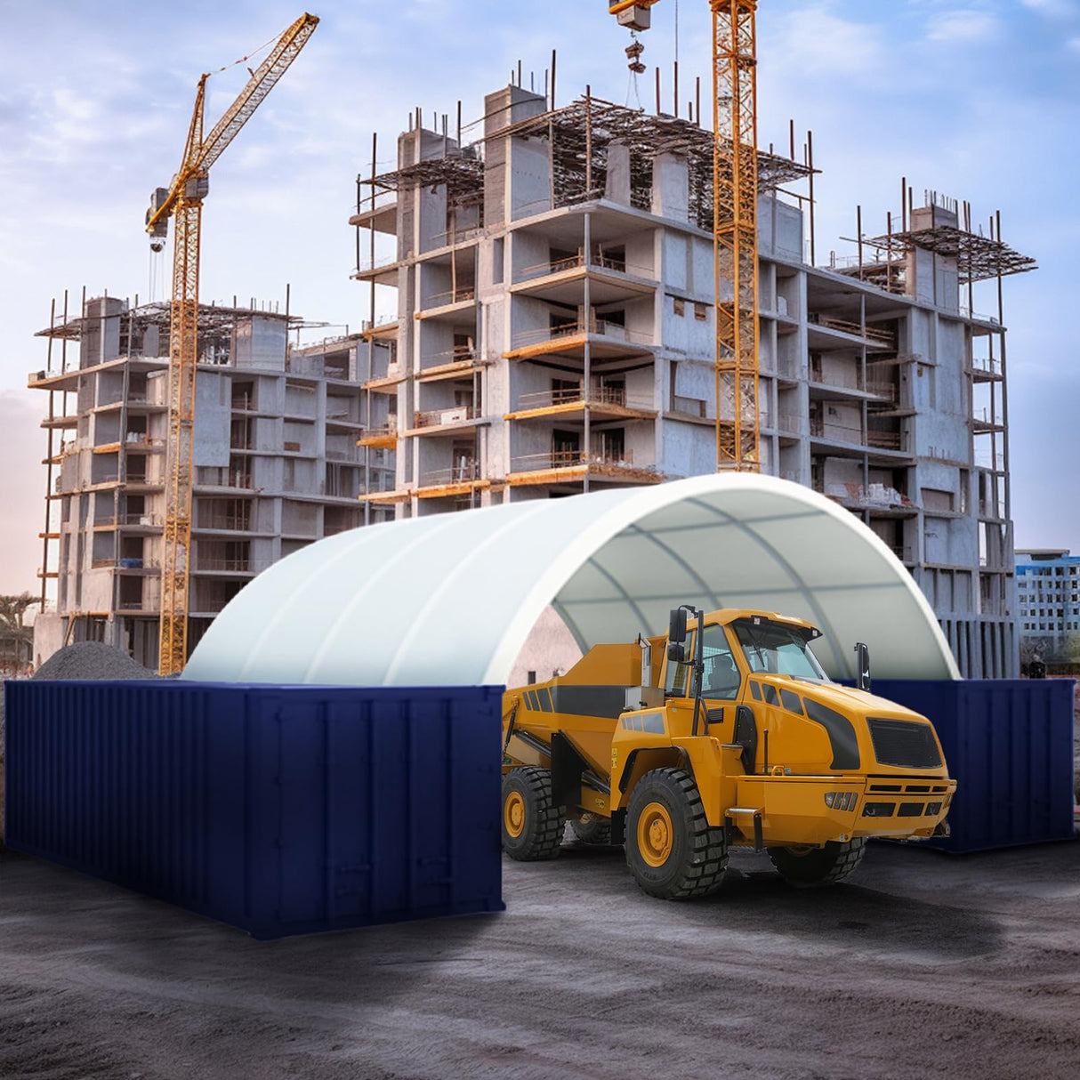 Shipping Container Canopy Shelter, Stable & Durable Cover Storage Container Roof (11oz PE, 20'x20') CHERY INDUSTRIAL.COM