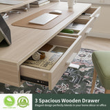 FEZIBO Electric Standing Desk with Drawers, 55x26 Inch Adjustable Height, Stand Up Desk with Monitor Shelf, Sit Stand Home Office Desk, Light Walnut FEZIBO