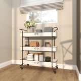Deco 79 Metal Kitchen Rolling 3 Shelves Storage Cart with Black Accents and Farm House Design, 32" x 12" x 35", White Deco 79
