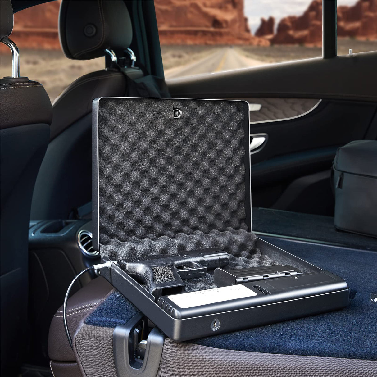 SOULYI Portable Digital Gun Safe For Pistols With Password And Key Access, Pistol Safe With Muting Mode For Truck, Nightstand, Drawer, Cabinet, Bookshelf And Car Travel SOULYI