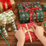 SANNIX 20 Pieces 3 Size Christmas Ribbons for Craft Holiday Printed Grosgrain Organza Satin Ribbons Metallic Glitter Fabric Ribbons Bulk Gift Wrapping Bow(20x2yd) SANNIX