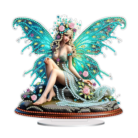 DoxQcs DIY 5D Easter Bunny Egg Diamond Art Painting Ornaments Kits, Crystal Rhinestones Diamond Art Desktop Ornament for Desktop Ornaments (Single Side Dot Diamond)-#27-Butterfly Fairy DoxQcs