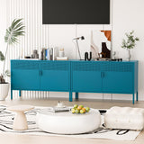 Washsemba 2 Door Storage Sideboard, Metal Storage Cabinet with 2 Adjustable Shelf,Multipurpose Metal Accent Cabinet for Office Home,Music Studio (Peacock Blue, 25''H) Washsemba